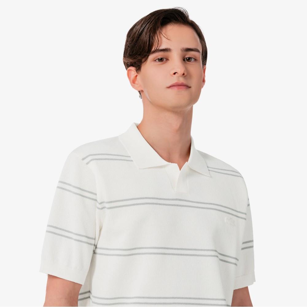 [Lacoste] Men's Open Collar Pin Stripe Short Sleeve Sweater Polo Shirt PH396E-56GXFJ