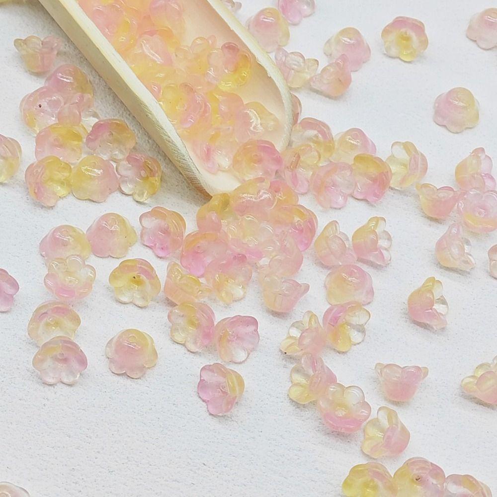 50 шт./набор Аксессуары Колокольчик Стеклянные бусины Стеклянные бусины Форма цветка-трубы Стеклянные бусины Женщины