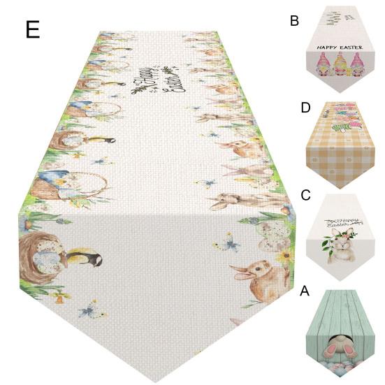 Настольный бегун Цифровая печать Удобный сенсорный праздничный узор Пятностойкая текстура Украшение Милый кролик Пасхальная скатерть Кухонные аксессуары