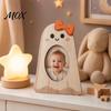 Ghost Shape Desktop Decor Halloween Wooden Photo Frame, Pumpkin/Ghost Picture Frame for Wall Theme Home Ornament Hanging or Display, Personalized