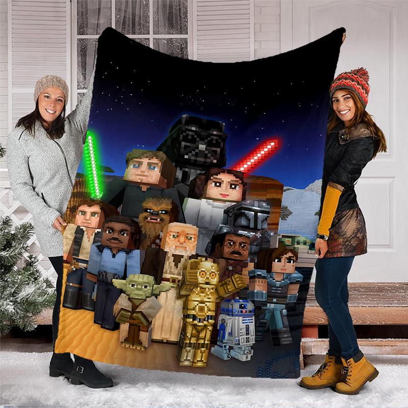 Minecraft Theme Printed Blanket - Perfect for Couch, Bed, Travel & Outdoor Use | Machine Washable, Cozy & Durable.