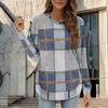 2026 Women's Casual Loose Plaid Long Sleeves Round Neck Irregular Bottled Shirt Top
