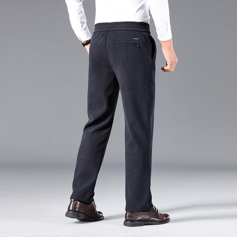 Мужские вельветовые брюки на флисовой подкладке - Эластичные, Свободного кроя, Прямого покроя для осени и зимы