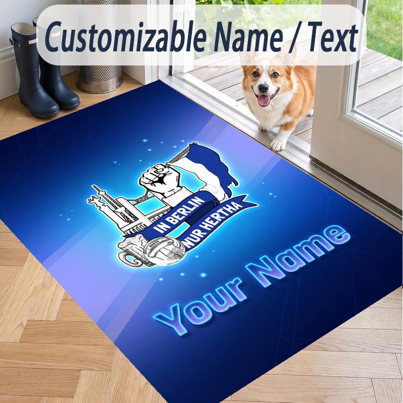 Custom Text Printed Rug hertha bsc Non Slip Floor Carpet For Home Room Decor