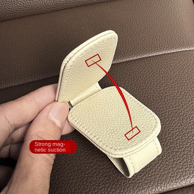 Универсальный автомобильный держатель для солнцезащитных очков, кожаный зажим для билетов и карточек, практичная вешалка для очков в машину