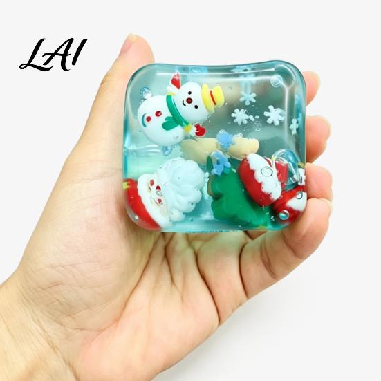 Portable Hand Exercisers for Office Christmas Stress Relief Toy with Internal Dolls Transparent Soft Maltose Fidget Toys Adults Desk Cube Sensory