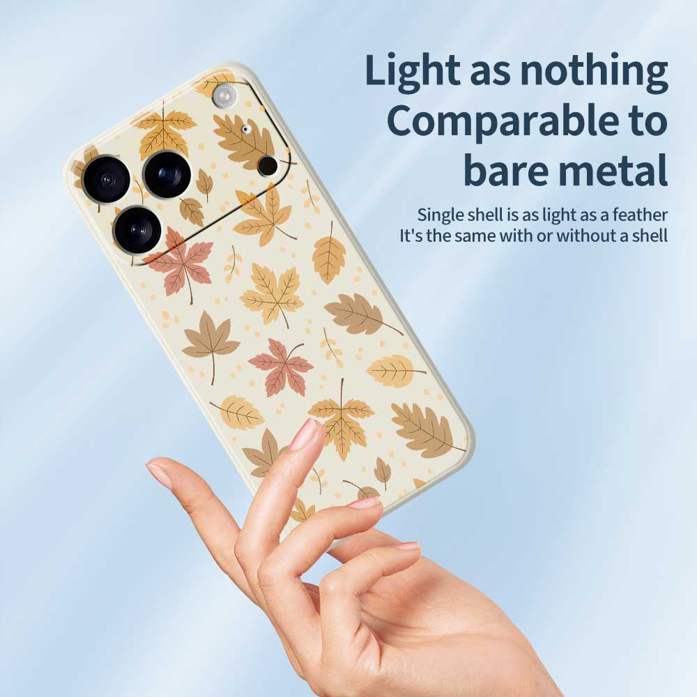 For iPhone 17 Pro Max Case Leaves Pattern Printing Straight Edge TPU Phone Back Cover