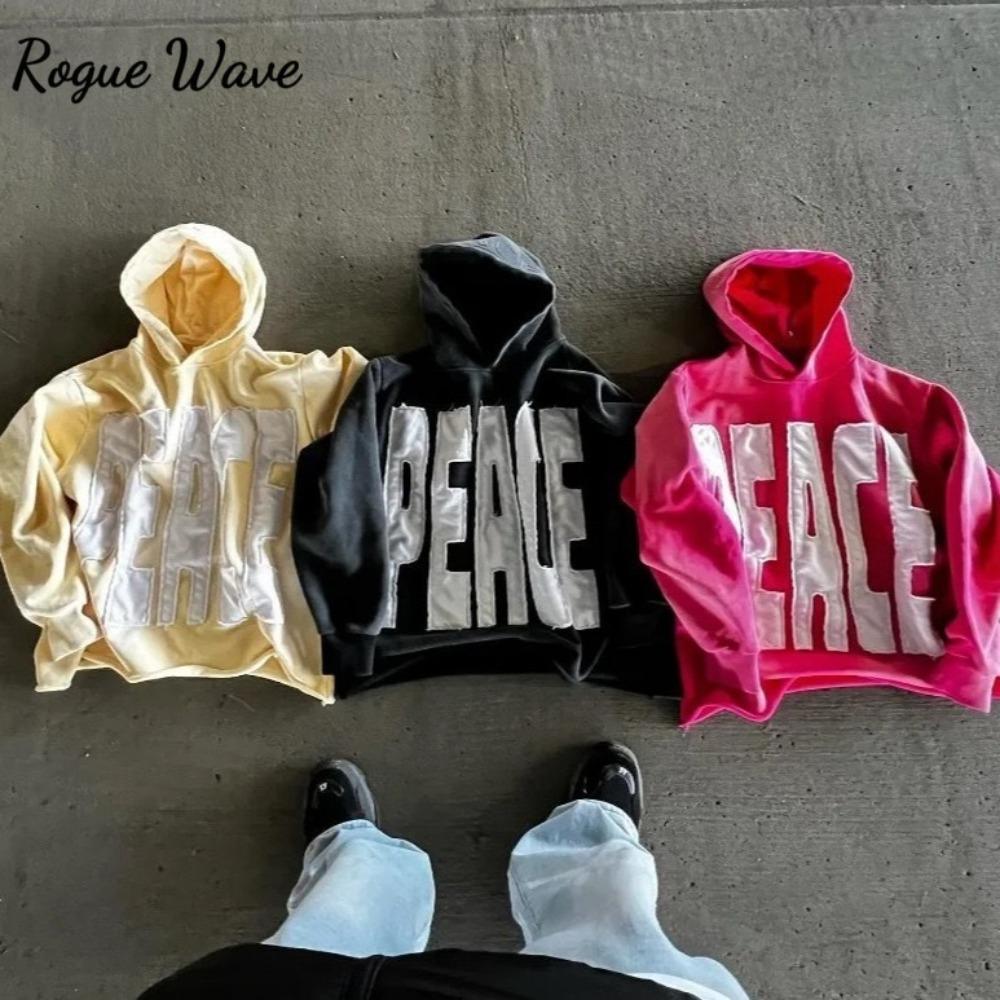 Худи Rogue Wave в стиле Харадзюку, тренд Y2K, готическое, с вышивкой ретро-алфавитом для мужчин