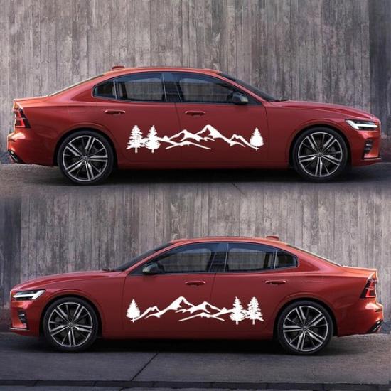 Автомобильные виниловые наклейки для автомобиля, внедорожника, боковой кузов, гора, дерево, лес, DIY Декоративные наклейки