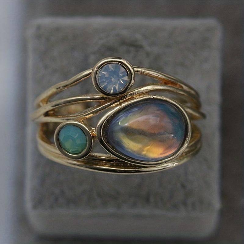 Винтажное широкое кольцо с инкрустацией сапфиром, повседневная одежда, изысканный аксессуар для вечеринки, классические украшения для женщин, разные размеры на выбор