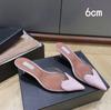 2025 Fairy Style Summer Sexy And Versatile Transparent Half-Slipper Women'S Pointed-Toe Thin-Heeled High-Heeled Sandals Slipper