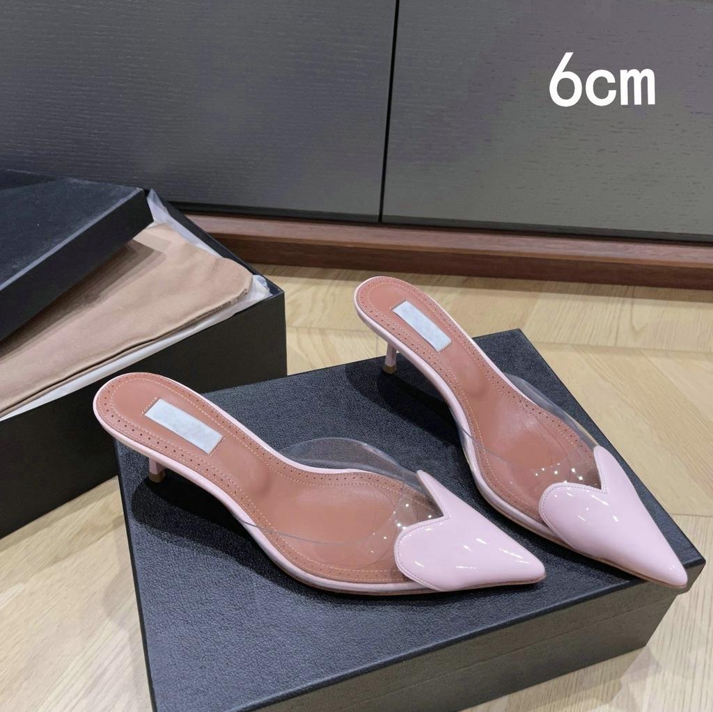 2025 Fairy Style Summer Sexy And Versatile Transparent Half-Slipper Women'S Pointed-Toe Thin-Heeled High-Heeled Sandals Slipper