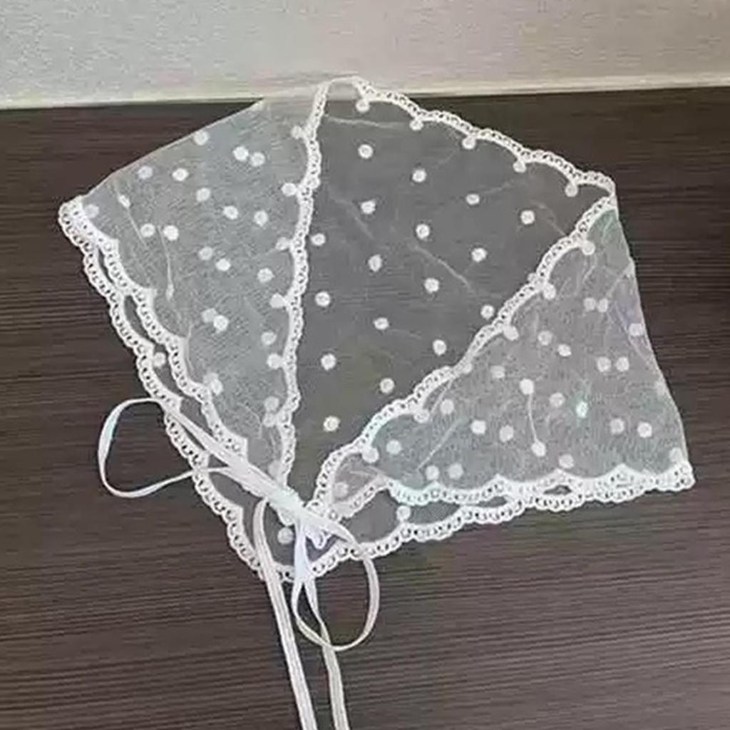 Korean Fresh Style Neckerchief Sweet White Lace Headband Turban Small Scarf Thin Flower Triangle Hair Band Girls Headdress