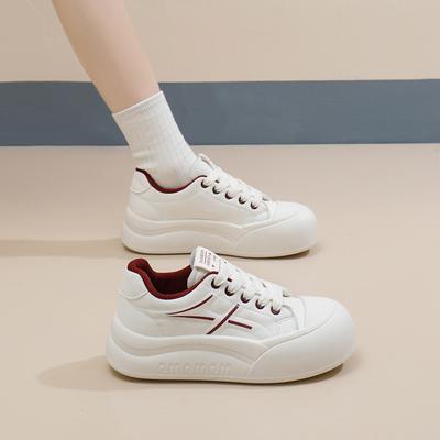 2025 весна маленькие белые туфли новая корейская версия женские студенческие туфли на платформе с увеличенным каблуком спортивная обувь повседневная уличная фотография W3032