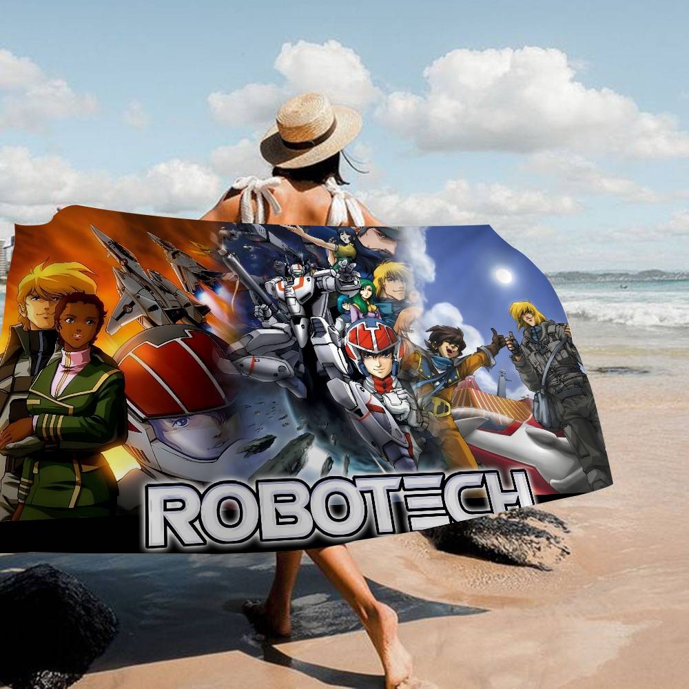 Мультяшное Микрофибровое Одеяло R-RobotechS Быстросохнущие Пляжные Полотенца Большого Размера с Принтом Супервпитывающее Полотенце-Одеяло для Бассейна