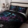 3pcs Skull Bedding Set Queen Size, Goth Bedding Sets Queen Skull Comforter Set, Rose Comforter Halloween Skull Cover