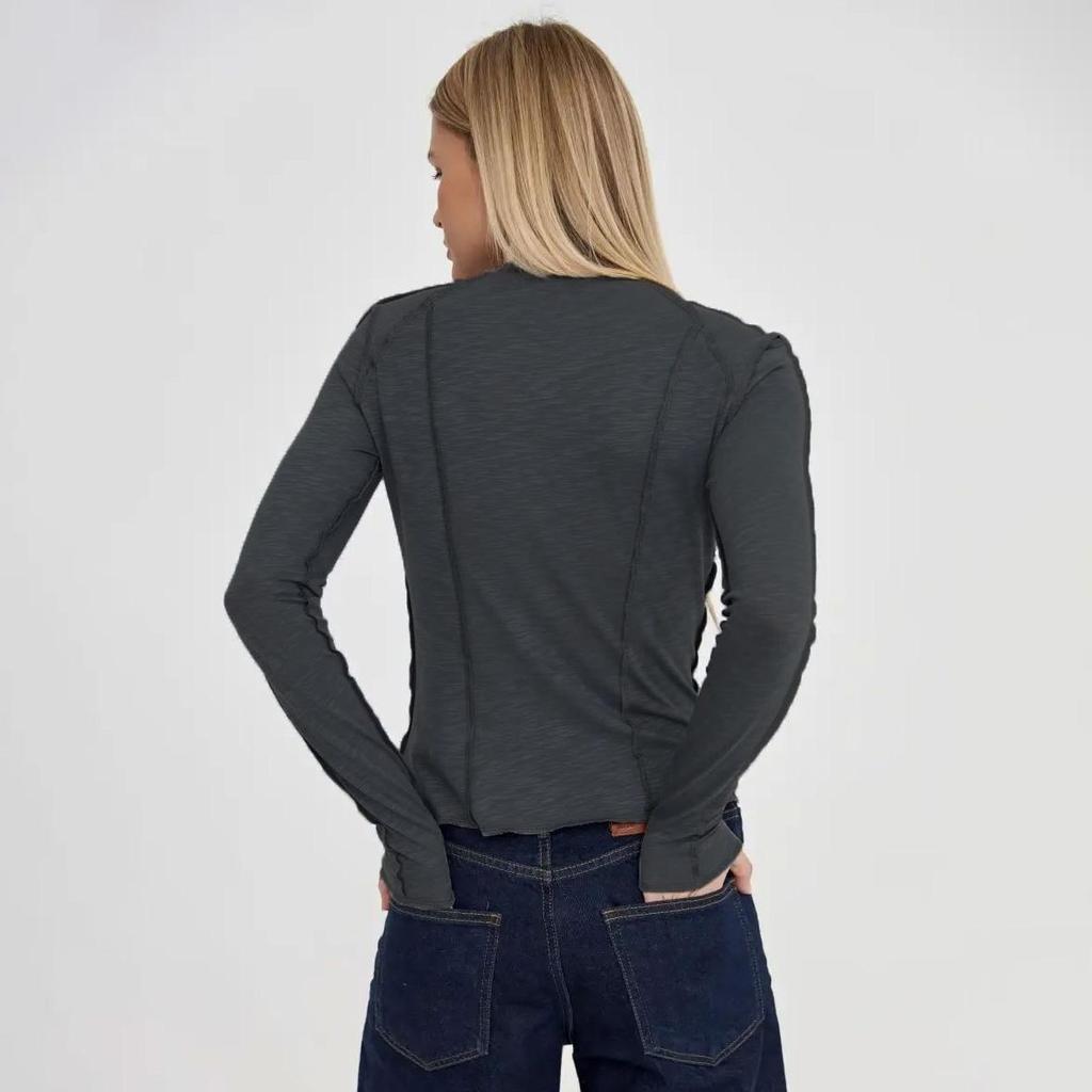 Летняя женская футболка с длинным рукавом и круглым вырезом с принтом