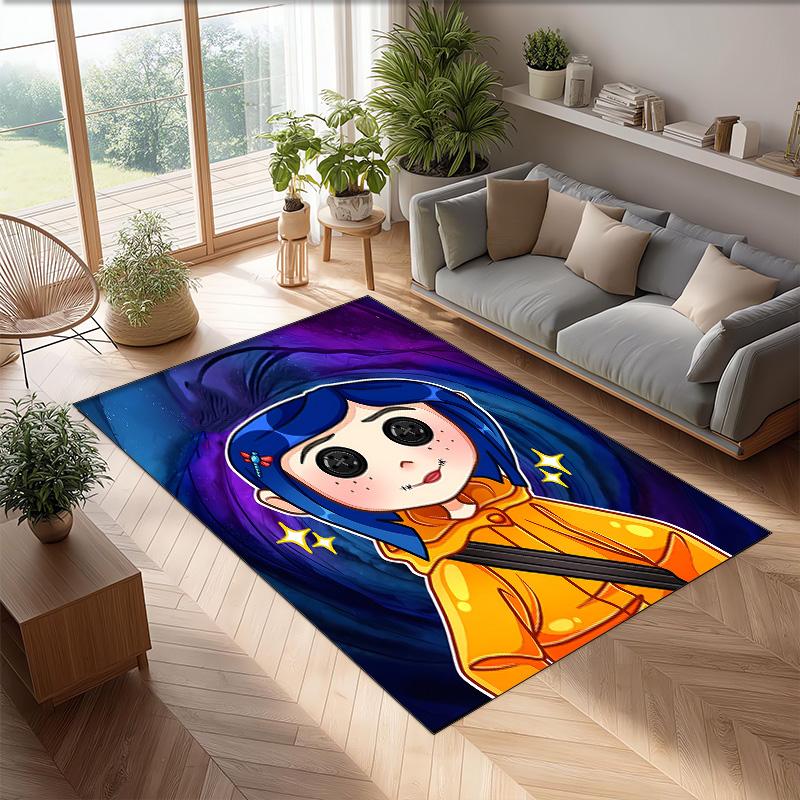 Coraline Printed Crystal Velvet Area Rug, Soft Anti-Slip Water Absorbent Floor Mat for Living Room Bedroom
