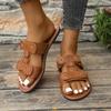 Женские плоские римские сандалии, Дышащие повседневные летние шлепанцы, Модная обувь больших размеров