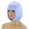 LISI HAIR Women Pink Hair with Bangs Synthetic Cosplay Pink Wig Shoulder Length Straight Bob Green Purple Blonde Halloween Wig