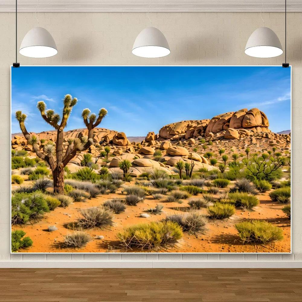 Desert Landscape Rocky Mountains Photography Background Reptile Habitat Immortal Palm Sun Oasis Natural Background Poster