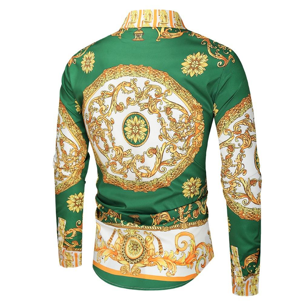 Men Print Shirt Luxury Royal Shirt Men Casual Slim Fit Long Sleeve