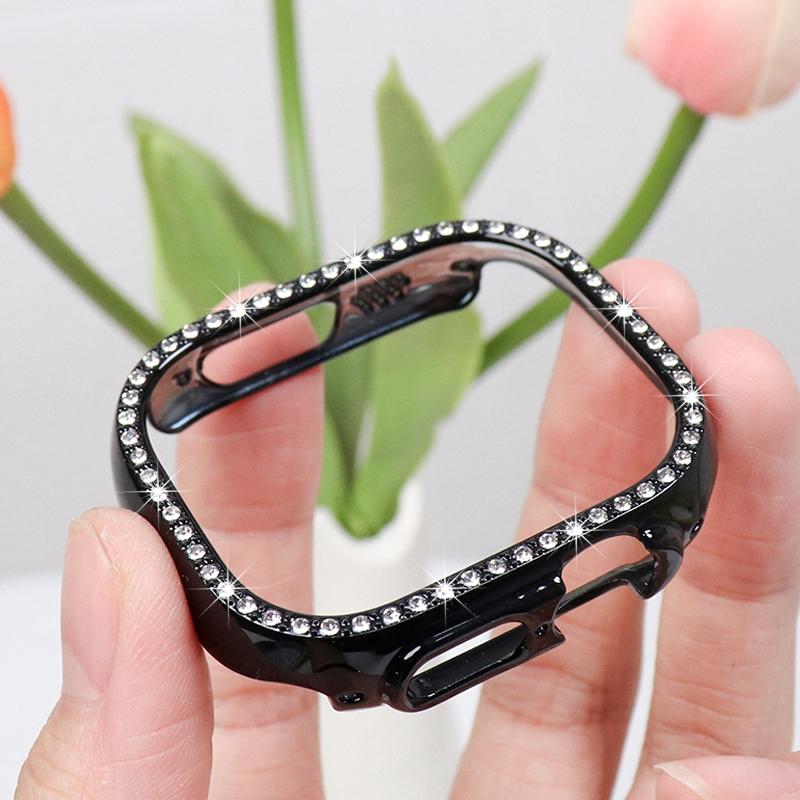 Diamond Cover for Watch 11 10 9 8 Case 46mm 42mm 45mm 41mm 44/40mm Bling Hollow-out Protector iWatch Series 7 SE 6 Bumper