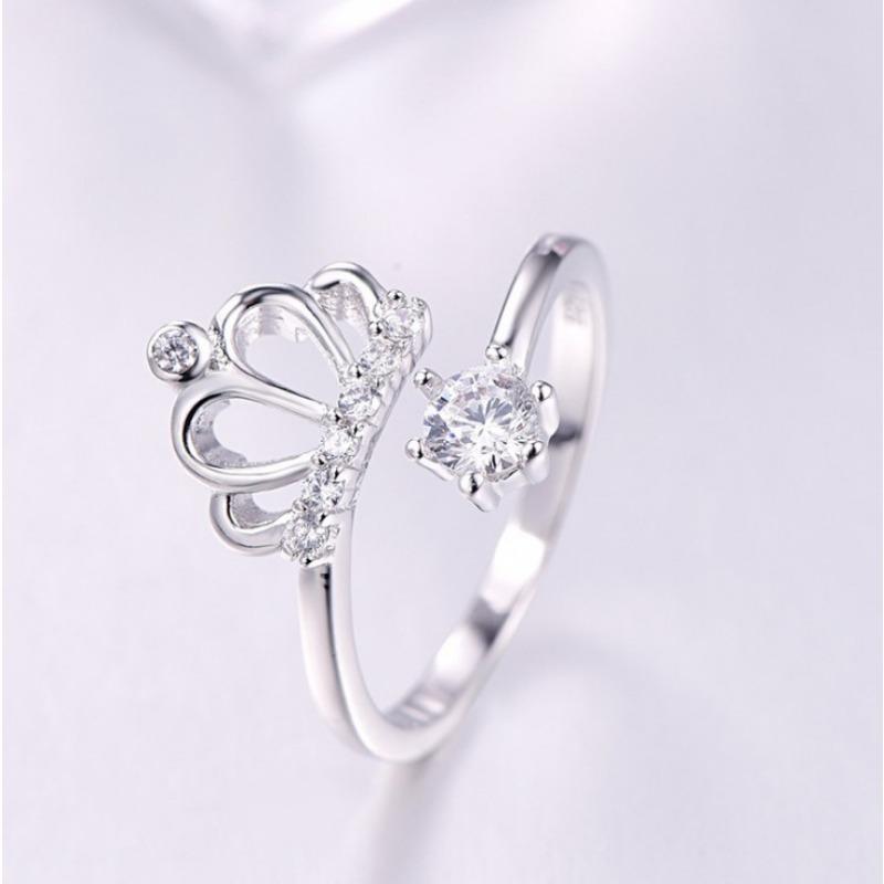 Temperament Princess Crown Ring Japan and Korea Fashion Creative Open Single Ring Women's Index Finger Ring
