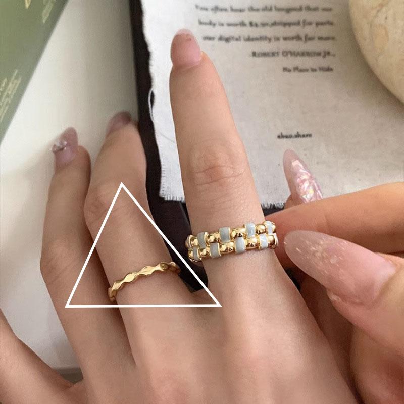 VENTFILLE 925 Sterling SilveDropwise Glaze Golden Ring for Weave Texture Design Classical Adjustable Jewelry Dropshipping