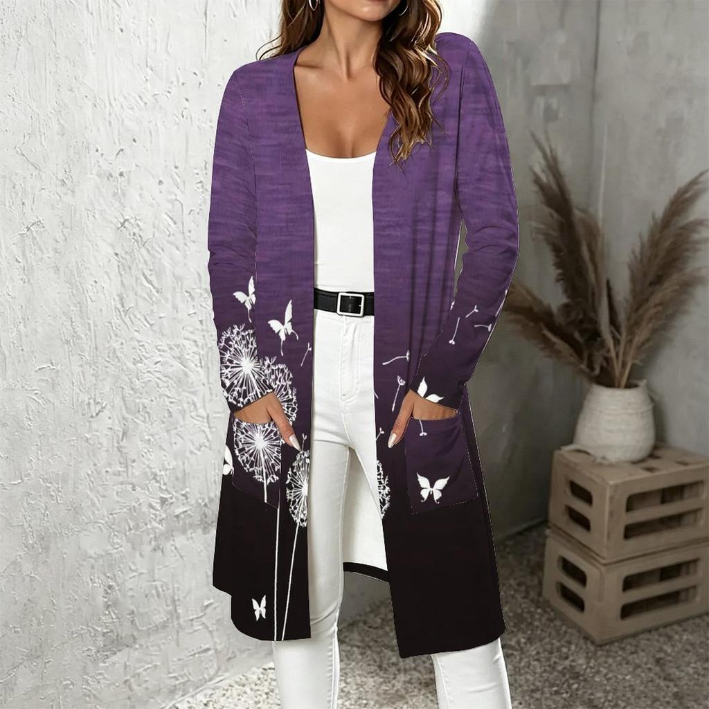 Plus Size Women Long Sleeve Open Front Loose Cardigan Comfortable Fashion Daily Outerwear