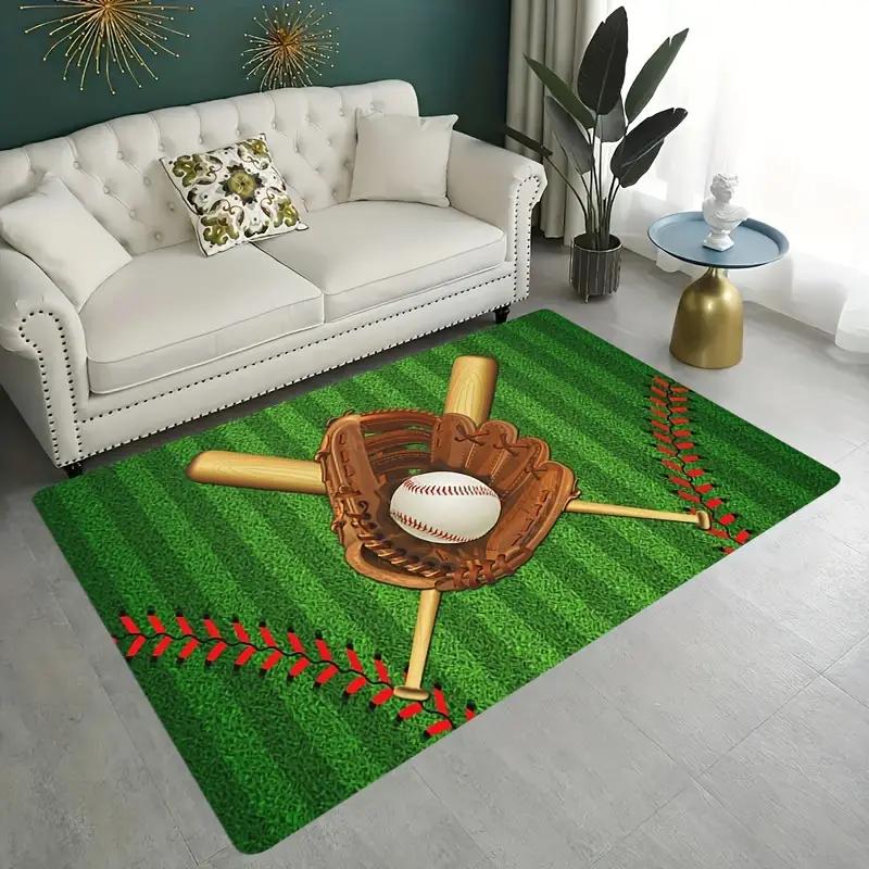 Modern Baseball Field Pattern Area Rugs Green Carpet Suitable for Living Room Kitchen Bedroom Laundry Room,Home Decorations