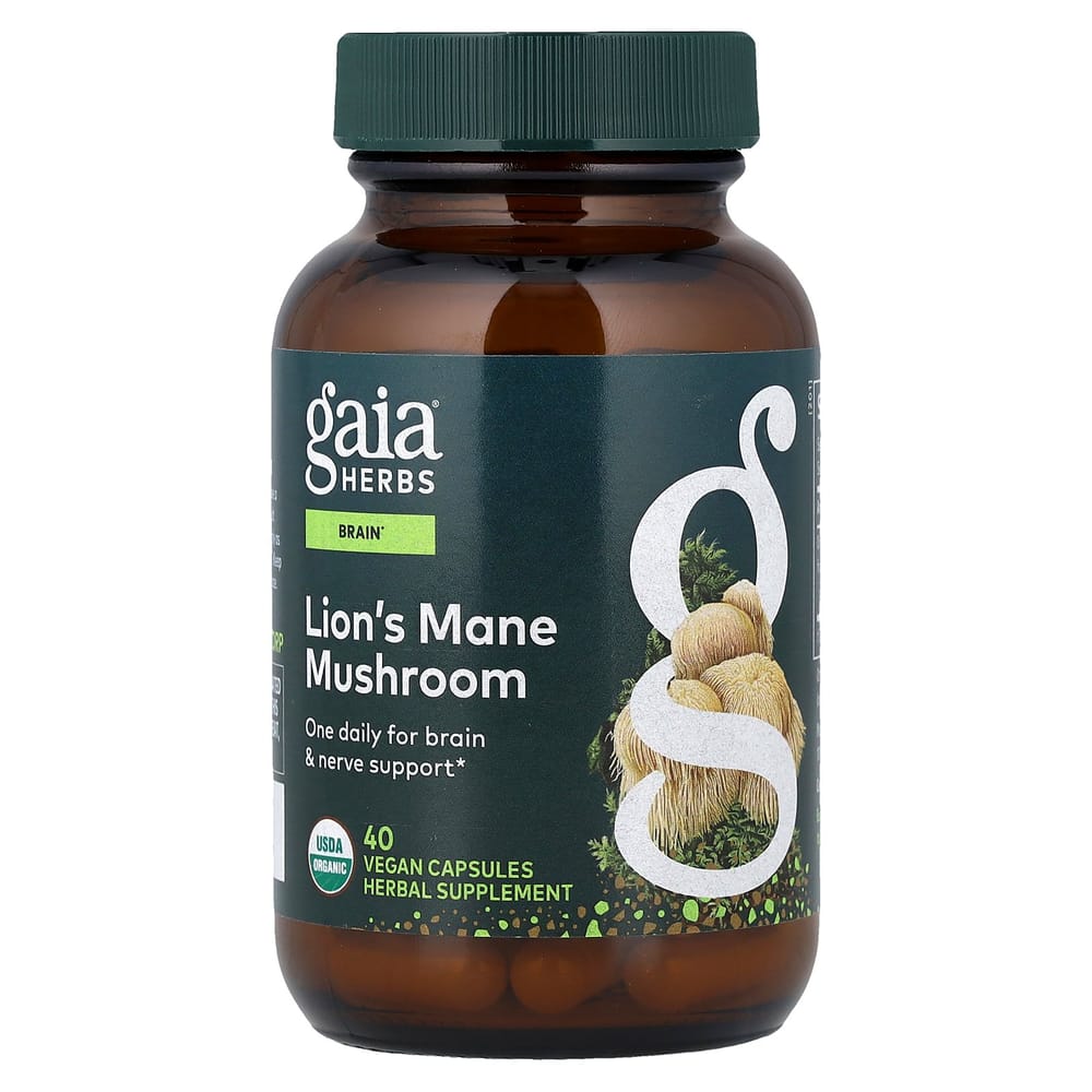 Gaia Herbs Lion's Mane Mushroom Veggie Capsules 40 Counts