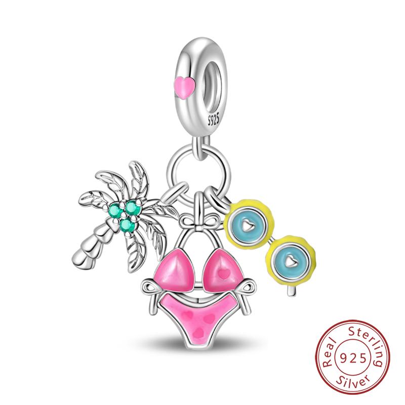 100% Медь Милый Маленький Медведь Бабочка Фламинго Шармы Бусины Роза Принцесса Подвески Подходят для DIY Браслетов Ювелирные Изделия Подарки