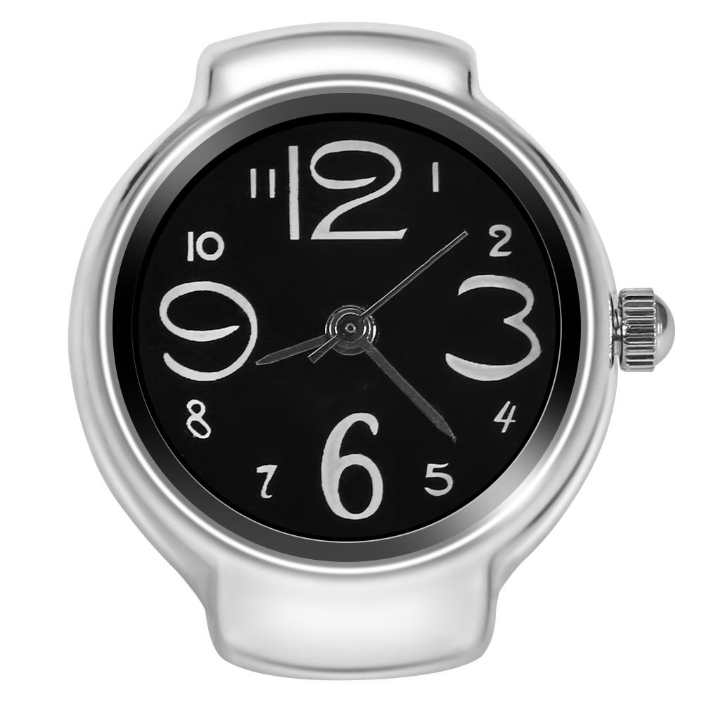 1 шт. Модные женские мужские кварцевые аналоговые круглые часы с кольцом для пальцев Love (черный)