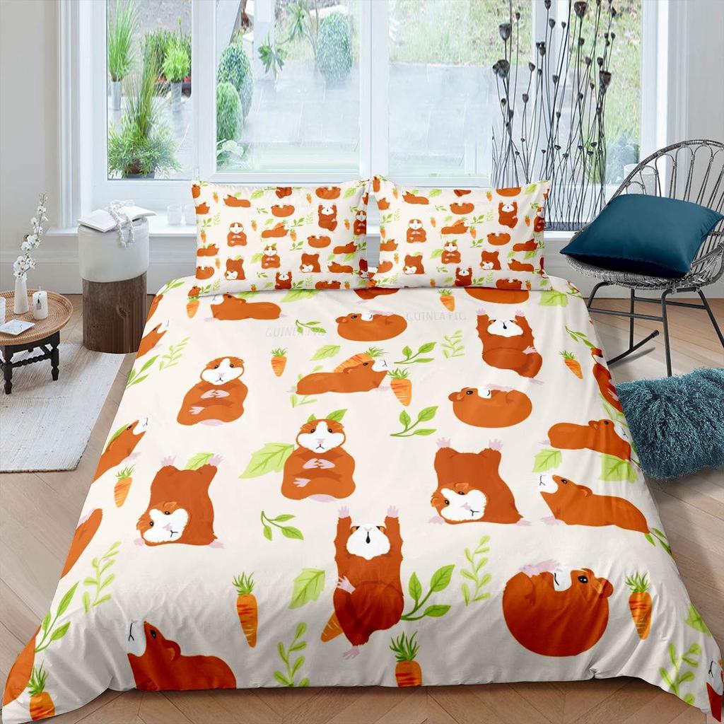 Комплект постельного белья для морской свинки Пододеяльник с животным принтом для детей мальчиков девочек Покрывало Коллекция дикой природы для спальни 3 предмета Полный размер