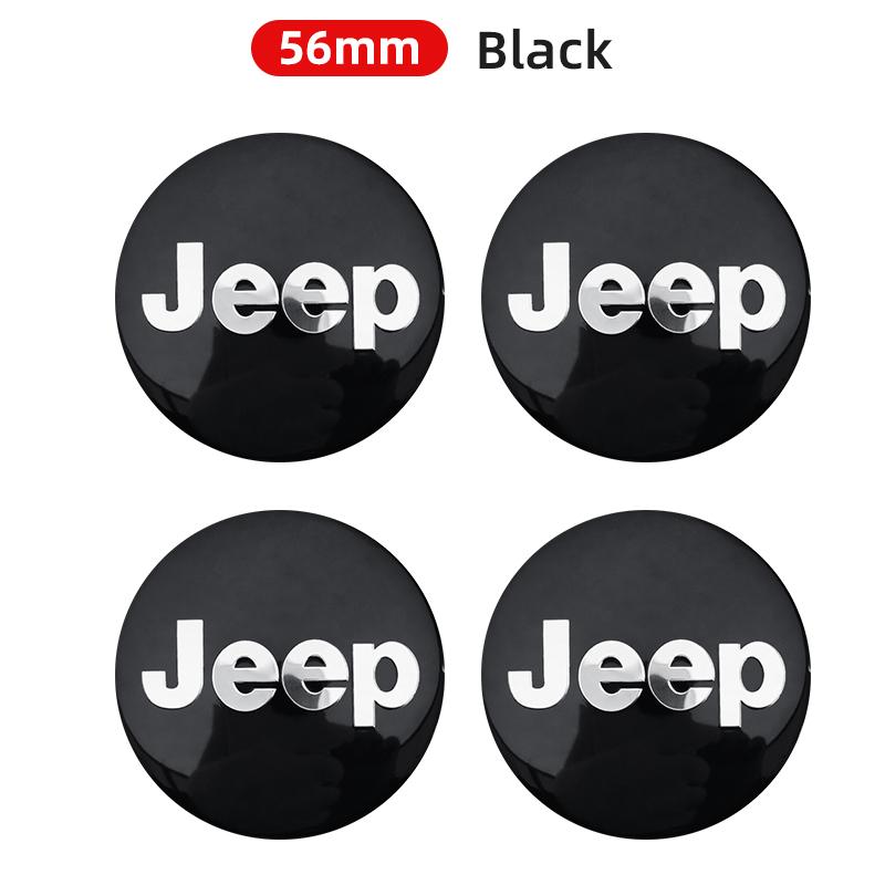 3D 4pcs 56mm 60mm 65mm Car Wheel Center Hub Cap Stickers Decal For Jeep Grand Cherokee Wrangler JK Gladiator Compass Renegade NXJPT1