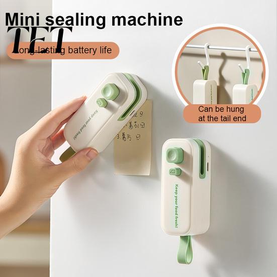Snack Bag Closer 2 in 1 Mini Sealer with Cutter, Compact Handheld Lightweight Travel Magnetic Back, Moisture-proof Heat Seal Machine for Kitchen
