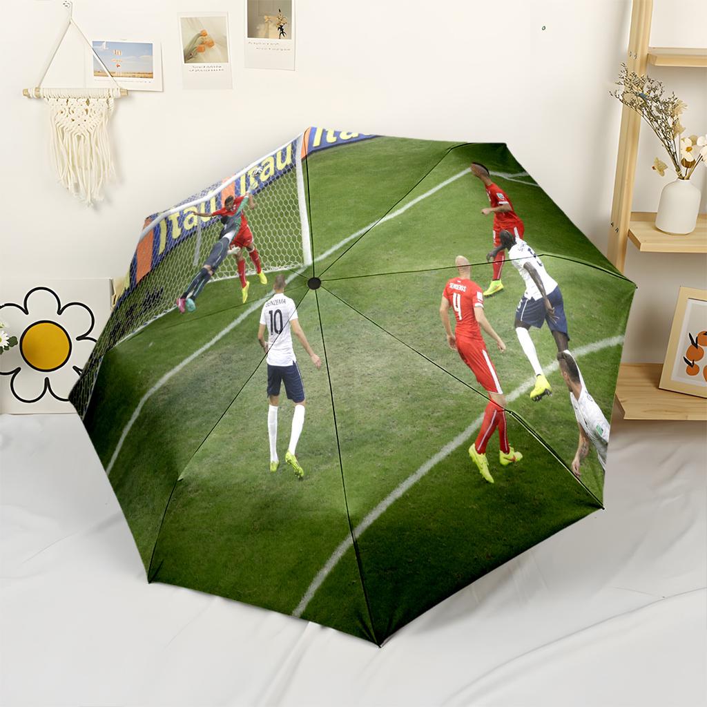 Goalkeeper Misses Ball. Outdoor Automatic Umbrella Compact 8-Rib Design Durable Plastic & Iron Perfect for Outdoor Adventures Fashion Lovers