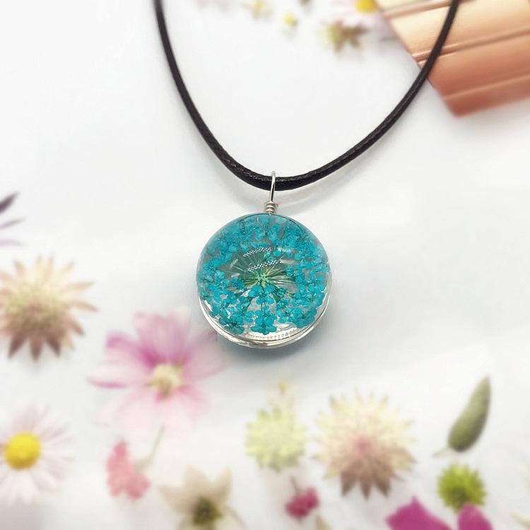 Beautiful Dandelion Necklace Eternal Flower Clavicle Chain Male and Female Couples Crystal Dried Flower Glass Ball Pendant Accessories