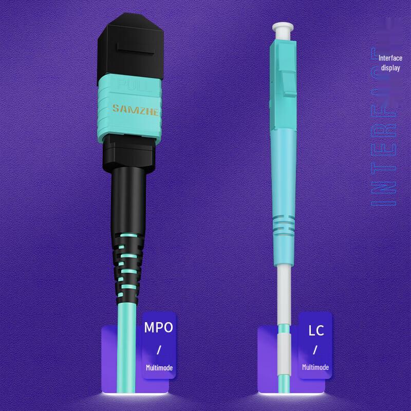SanZhe MPO-LC 8-Core OM4 Multimode Fiber Optic Patch Cable