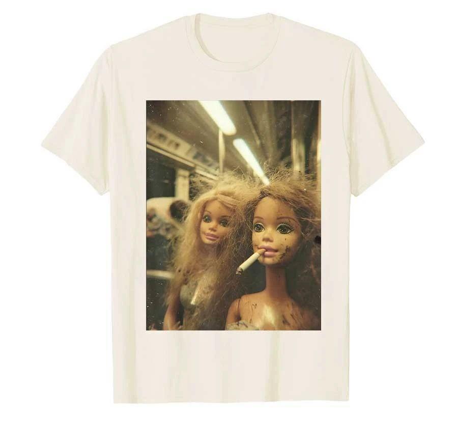 Y2k Gift Funny Disgusting Doll Face Meme Smoking Y2K Sarcastic Tshirt Print T Shirts Casual Loose Short Sleeve Unisex