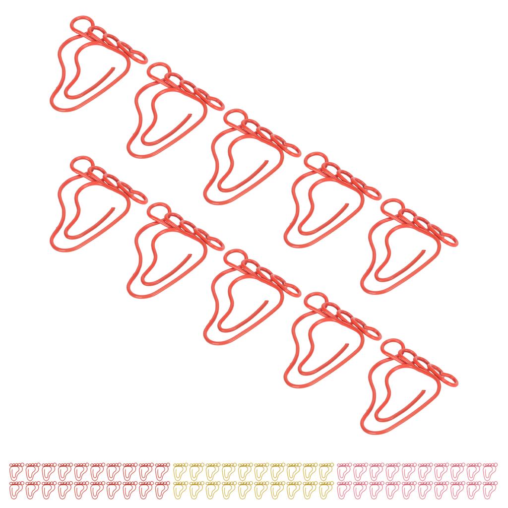 100 шт. скрепка в форме стопы, симпатичная, противоскользящая, портативная, для закладки, офисного файла документов