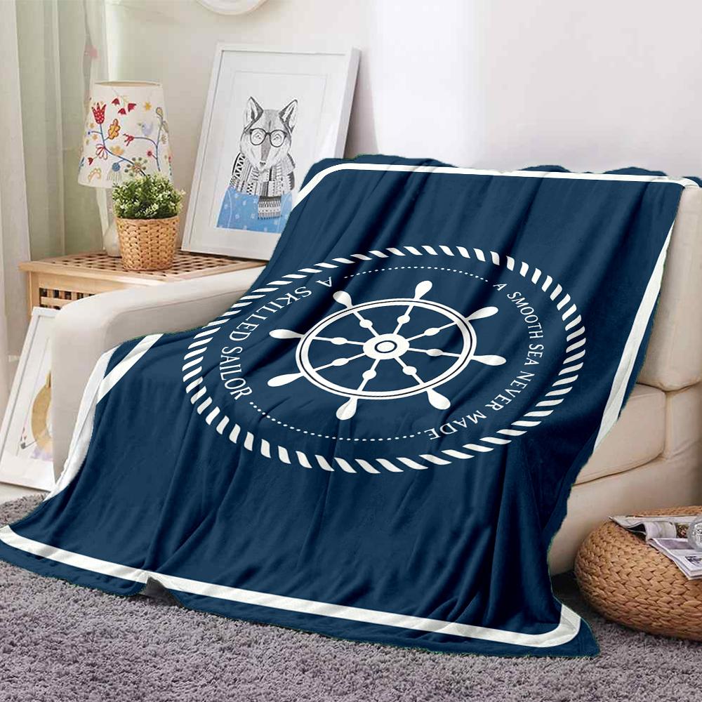 1Pc Smooth Sea Sailor Quote Blanket Soft And Comfortable Casual Warm Camping Travel Christmas Halloween Xmas Gift M928577