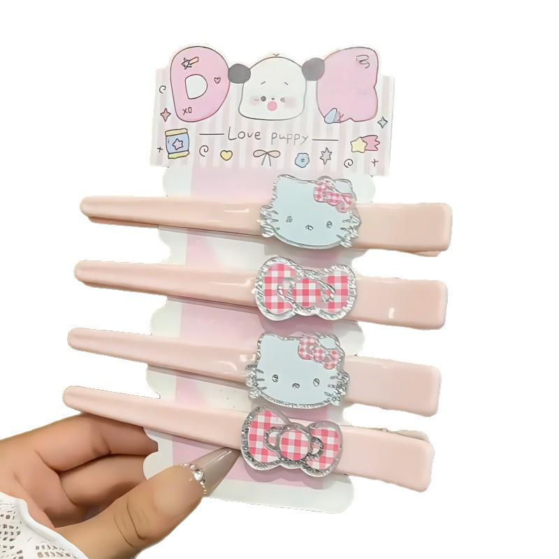 Traceless Cute Mosaic Cat Hair Clip for Girls - Fluffy Side Bang Clip