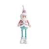Retractable Santa Snowman Reindeer Plush Doll Set Blue Pink Christmas Decorations for Window Display Home Party