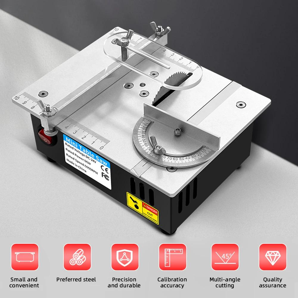 Mini Table Saw Multifunctional Electric Desktop Saws Woodworking DIY Model Crafts Cutting Tool 96W Bench Lathe Cutter Machine
