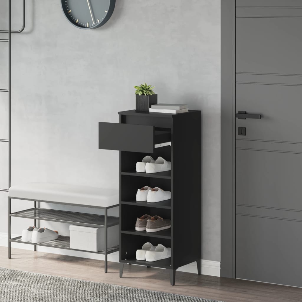 Shoe Rack Black 40 x 36 x 105 cm Engineered Wood
