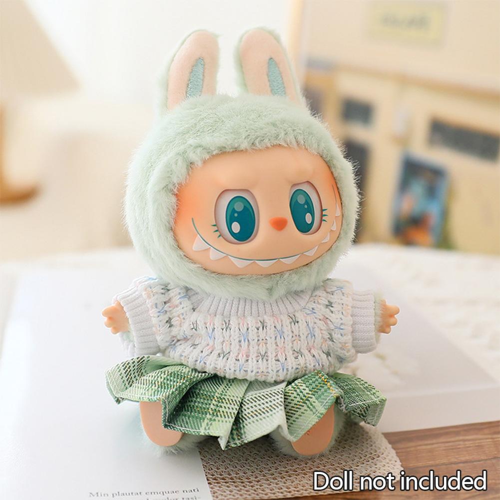 Мини-одежда и аксессуары для кукол 15-17 см Ropa Labubu 10 см Хлопковая кукла Худи с сердцем Розовая пряжа Юбка Одежда Без куклы