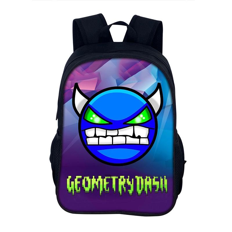 Школьный рюкзак Geometry Dash Мультяшный рюкзак 40 см / 15,7 дюйма Рюкзак Сумки для книг Компьютерный рюкзак для мальчика девочки Лучший подарок