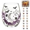 2D Print Tentacle Halloween Glass Skull Ghost Clear Stemmed Cup Gift Drinking Wine Cup  Bar
